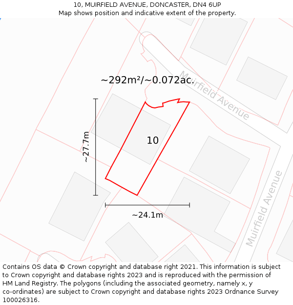 10, MUIRFIELD AVENUE, DONCASTER, DN4 6UP: Plot and title map