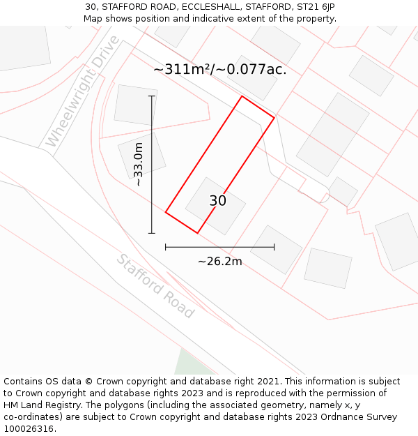 30, STAFFORD ROAD, ECCLESHALL, STAFFORD, ST21 6JP: Plot and title map