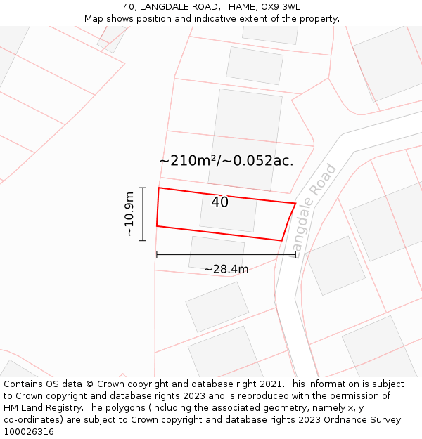 40, LANGDALE ROAD, THAME, OX9 3WL: Plot and title map