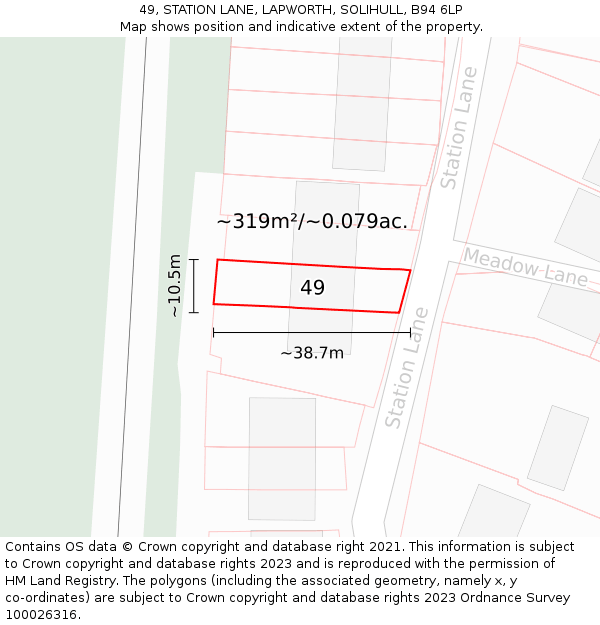 49, STATION LANE, LAPWORTH, SOLIHULL, B94 6LP: Plot and title map