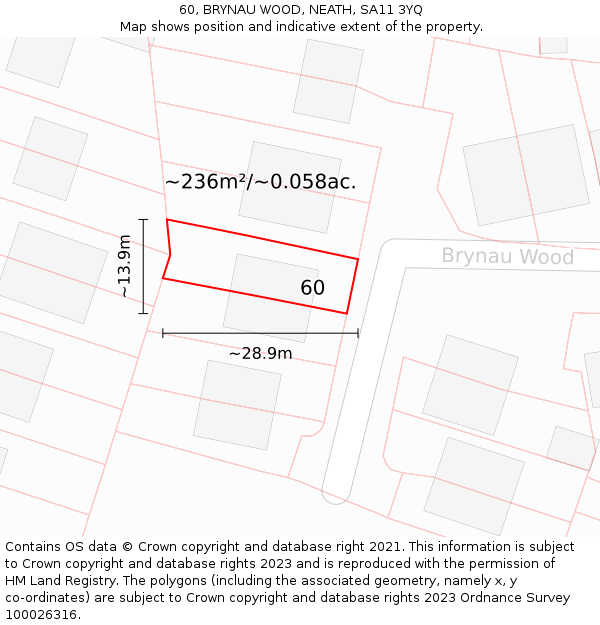 60, BRYNAU WOOD, NEATH, SA11 3YQ: Plot and title map
