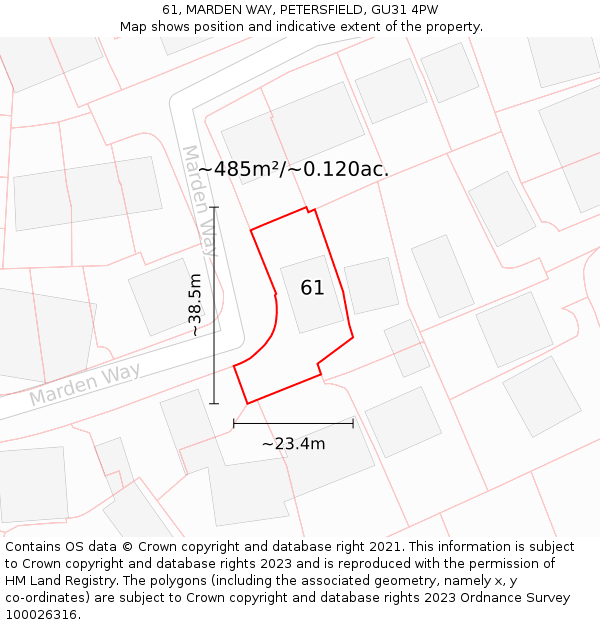 61, MARDEN WAY, PETERSFIELD, GU31 4PW: Plot and title map