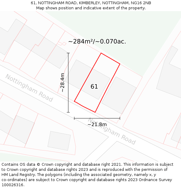 61, NOTTINGHAM ROAD, KIMBERLEY, NOTTINGHAM, NG16 2NB: Plot and title map