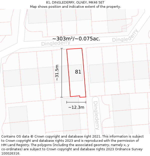 81, DINGLEDERRY, OLNEY, MK46 5ET: Plot and title map