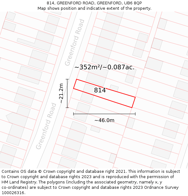 814, GREENFORD ROAD, GREENFORD, UB6 8QP: Plot and title map