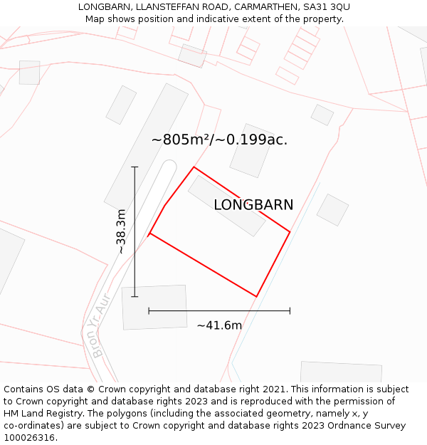LONGBARN, LLANSTEFFAN ROAD, CARMARTHEN, SA31 3QU: Plot and title map