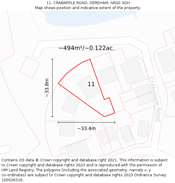 11, CRABAPPLE ROAD, DEREHAM, NR20 3GH: Plot and title map