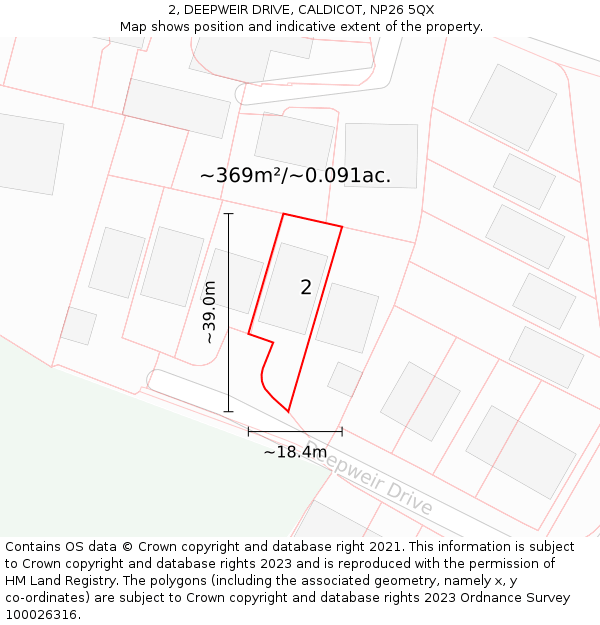 2, DEEPWEIR DRIVE, CALDICOT, NP26 5QX: Plot and title map