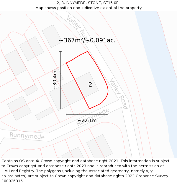 2, RUNNYMEDE, STONE, ST15 0EL: Plot and title map