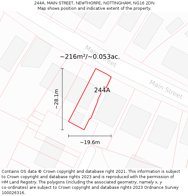 244A, MAIN STREET, NEWTHORPE, NOTTINGHAM, NG16 2DN: Plot and title map