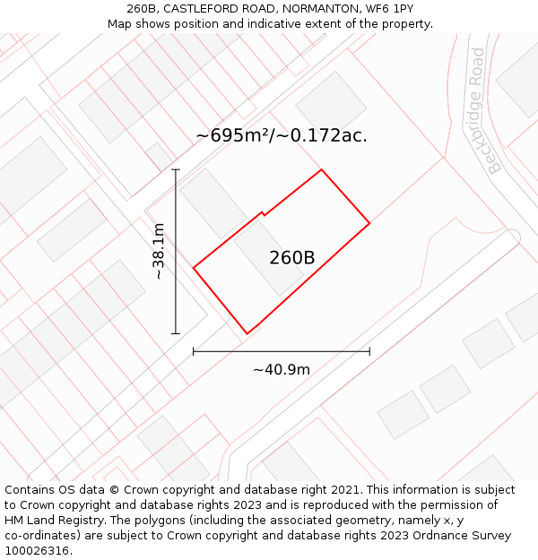 260B, CASTLEFORD ROAD, NORMANTON, WF6 1PY: Plot and title map