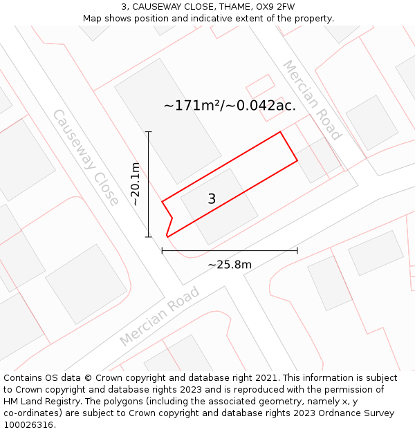 3, CAUSEWAY CLOSE, THAME, OX9 2FW: Plot and title map