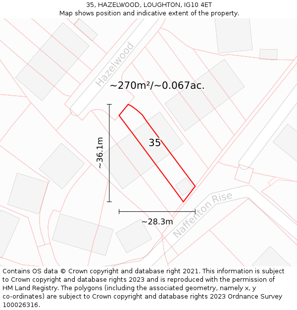 35, HAZELWOOD, LOUGHTON, IG10 4ET: Plot and title map