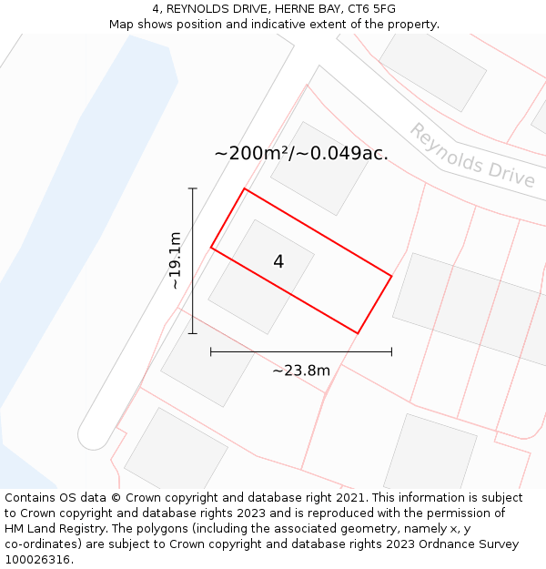 4, REYNOLDS DRIVE, HERNE BAY, CT6 5FG: Plot and title map