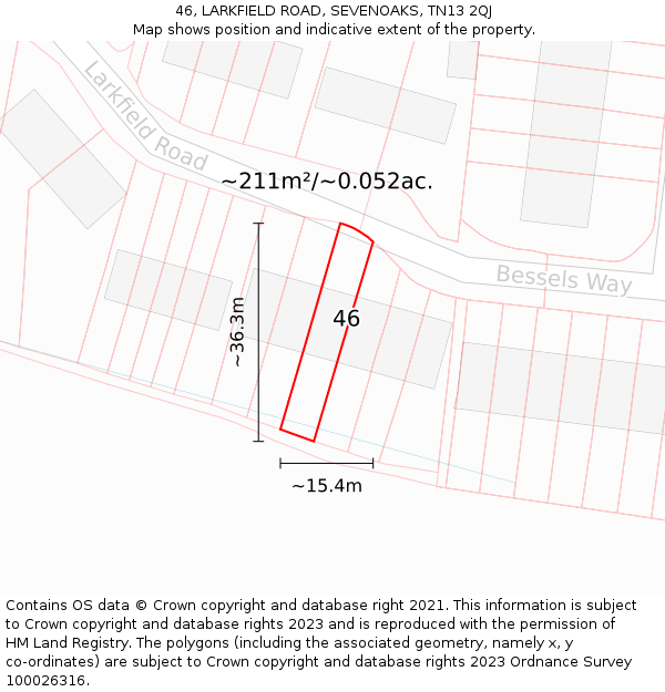 46, LARKFIELD ROAD, SEVENOAKS, TN13 2QJ: Plot and title map