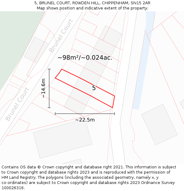 5, BRUNEL COURT, ROWDEN HILL, CHIPPENHAM, SN15 2AR: Plot and title map