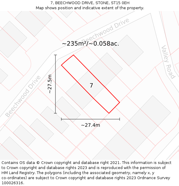 7, BEECHWOOD DRIVE, STONE, ST15 0EH: Plot and title map