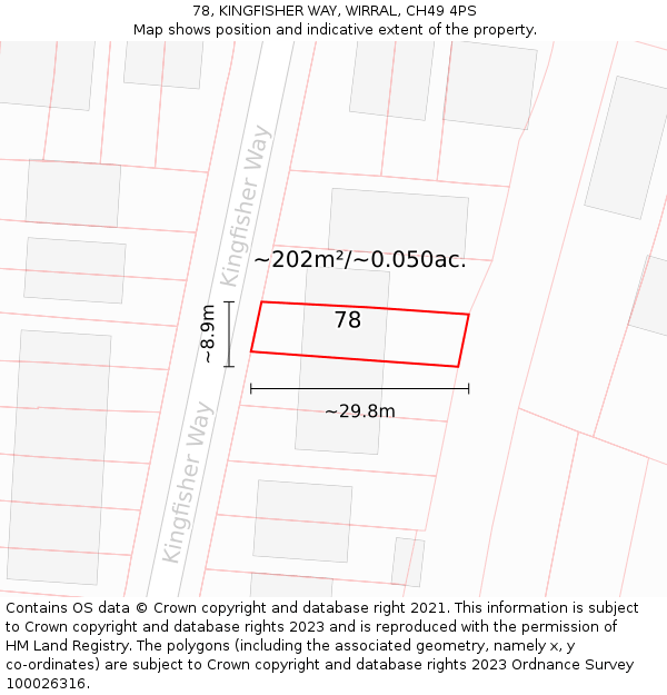 78, KINGFISHER WAY, WIRRAL, CH49 4PS: Plot and title map