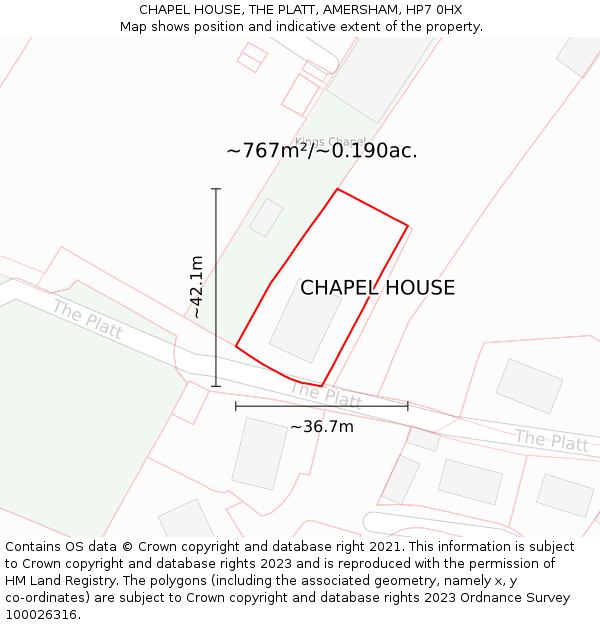 CHAPEL HOUSE, THE PLATT, AMERSHAM, HP7 0HX: Plot and title map