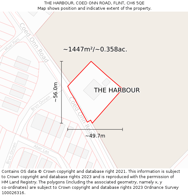 THE HARBOUR, COED ONN ROAD, FLINT, CH6 5QE: Plot and title map