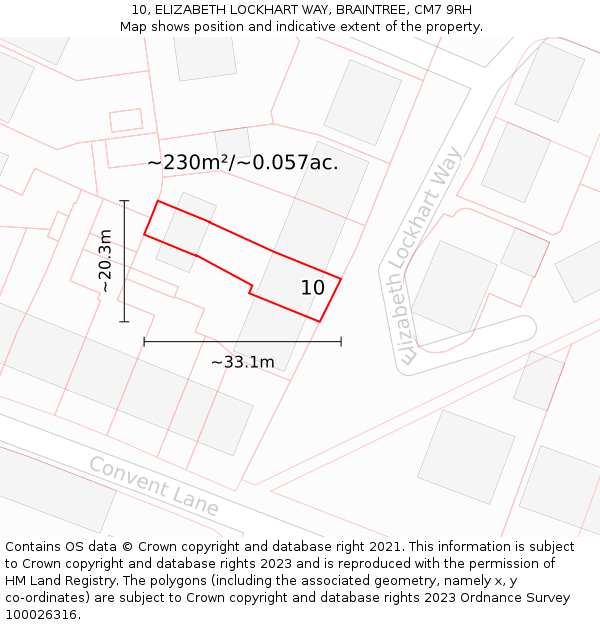 10, ELIZABETH LOCKHART WAY, BRAINTREE, CM7 9RH: Plot and title map