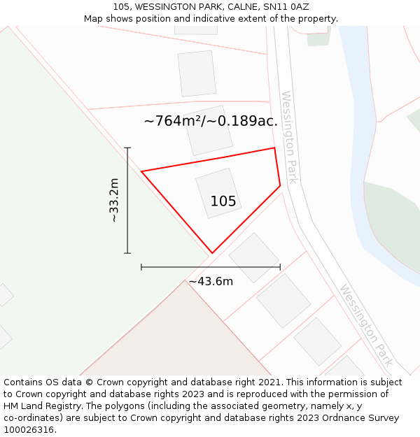 105, WESSINGTON PARK, CALNE, SN11 0AZ: Plot and title map