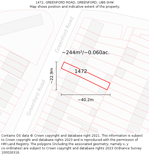 1472, GREENFORD ROAD, GREENFORD, UB6 0HW: Plot and title map