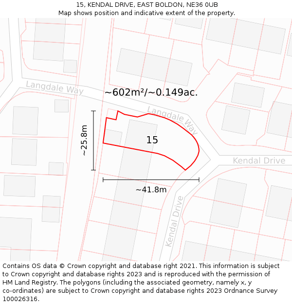 15, KENDAL DRIVE, EAST BOLDON, NE36 0UB: Plot and title map