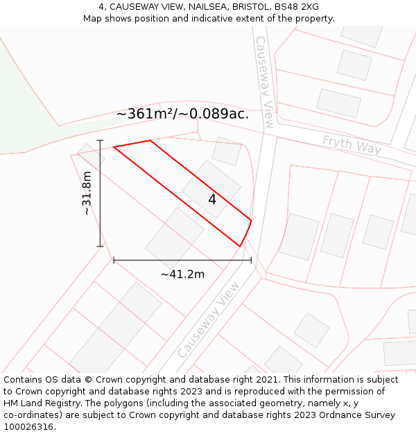 4, CAUSEWAY VIEW, NAILSEA, BRISTOL, BS48 2XG: Plot and title map