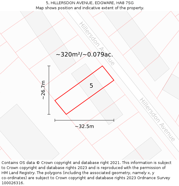 5, HILLERSDON AVENUE, EDGWARE, HA8 7SG: Plot and title map
