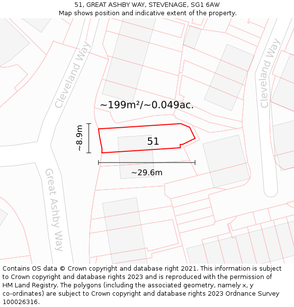 51, GREAT ASHBY WAY, STEVENAGE, SG1 6AW: Plot and title map