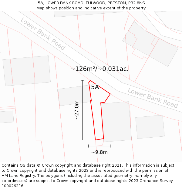 5A, LOWER BANK ROAD, FULWOOD, PRESTON, PR2 8NS: Plot and title map
