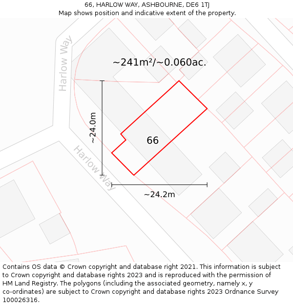 66, HARLOW WAY, ASHBOURNE, DE6 1TJ: Plot and title map