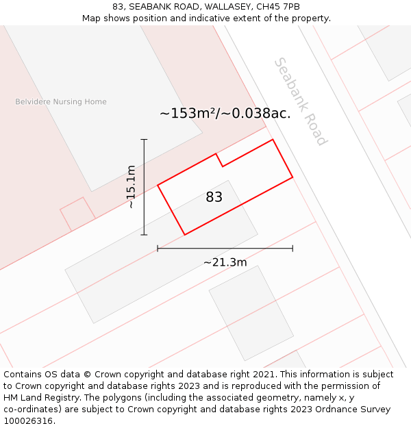 83, SEABANK ROAD, WALLASEY, CH45 7PB: Plot and title map