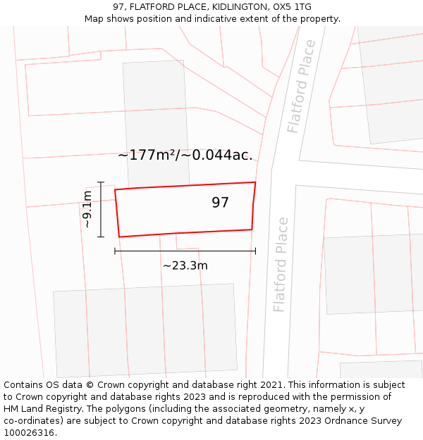 97, FLATFORD PLACE, KIDLINGTON, OX5 1TG: Plot and title map