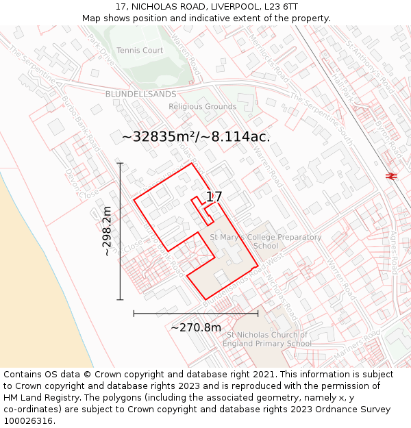 17, NICHOLAS ROAD, LIVERPOOL, L23 6TT: Plot and title map