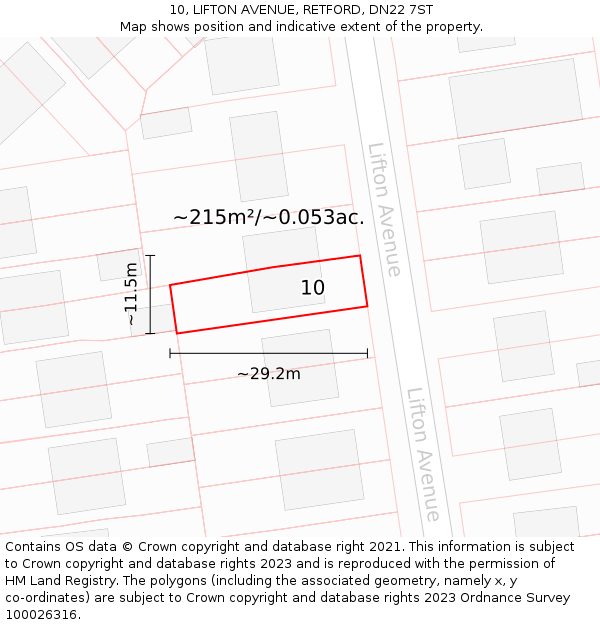 10, LIFTON AVENUE, RETFORD, DN22 7ST: Plot and title map