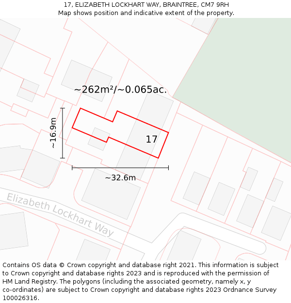 17, ELIZABETH LOCKHART WAY, BRAINTREE, CM7 9RH: Plot and title map
