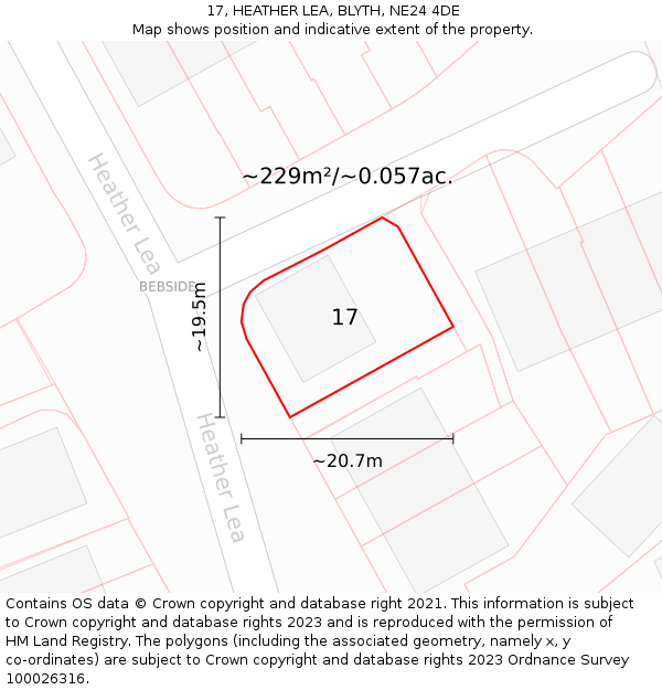 17, HEATHER LEA, BLYTH, NE24 4DE: Plot and title map