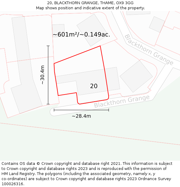 20, BLACKTHORN GRANGE, THAME, OX9 3GG: Plot and title map