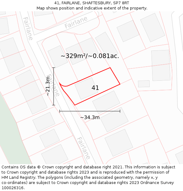 41, FAIRLANE, SHAFTESBURY, SP7 8RT: Plot and title map