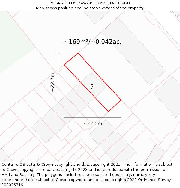5, MAYFIELDS, SWANSCOMBE, DA10 0DB: Plot and title map
