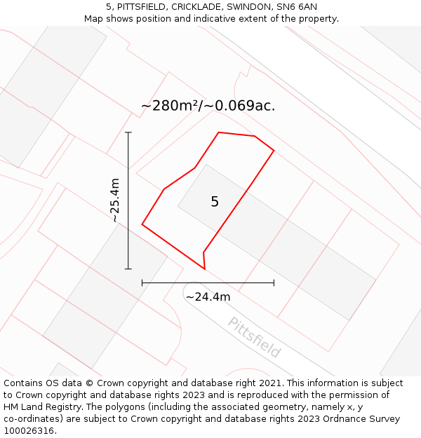 5, PITTSFIELD, CRICKLADE, SWINDON, SN6 6AN: Plot and title map