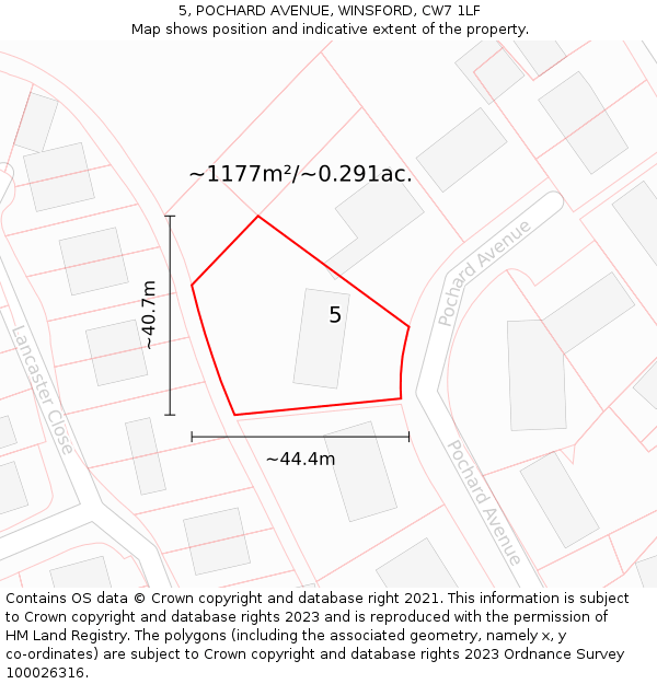 5, POCHARD AVENUE, WINSFORD, CW7 1LF: Plot and title map