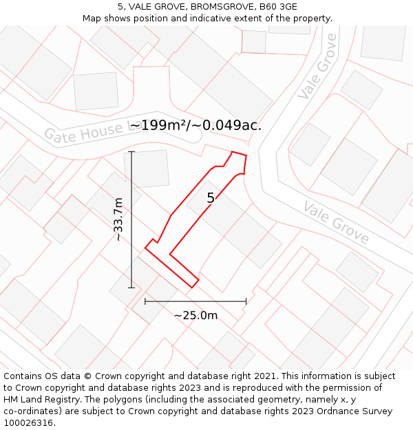 5, VALE GROVE, BROMSGROVE, B60 3GE: Plot and title map