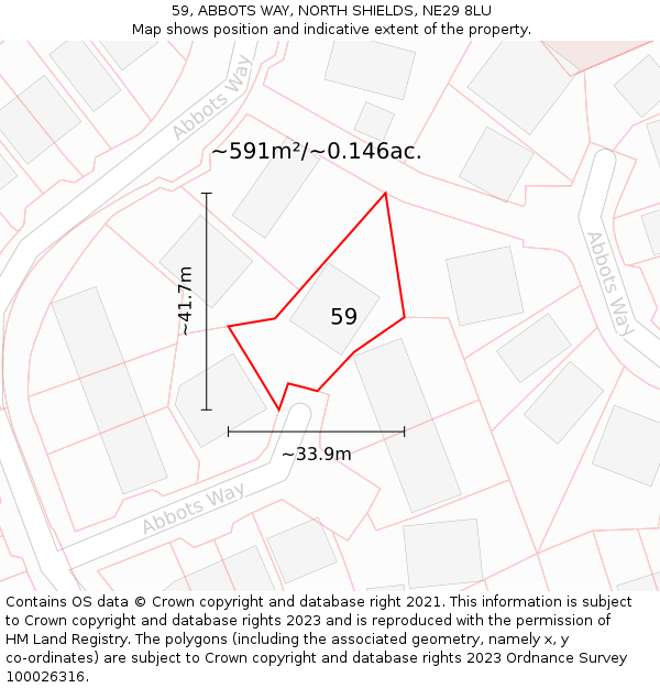 59, ABBOTS WAY, NORTH SHIELDS, NE29 8LU: Plot and title map