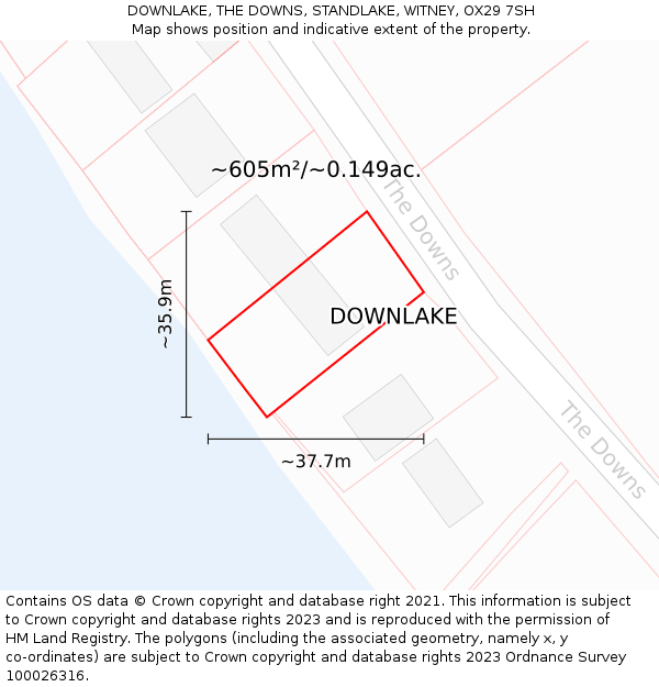 DOWNLAKE, THE DOWNS, STANDLAKE, WITNEY, OX29 7SH: Plot and title map