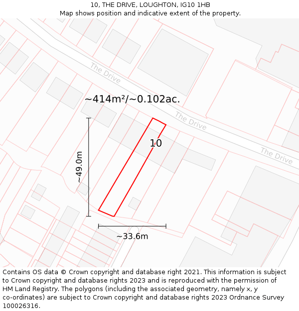 10, THE DRIVE, LOUGHTON, IG10 1HB: Plot and title map
