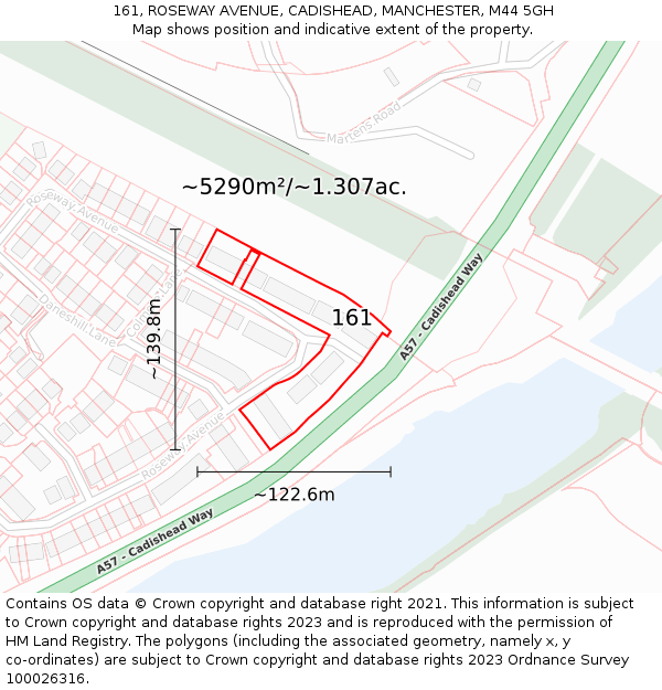 161, ROSEWAY AVENUE, CADISHEAD, MANCHESTER, M44 5GH: Plot and title map