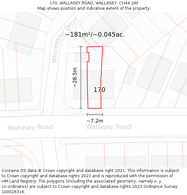 170, WALLASEY ROAD, WALLASEY, CH44 2AF: Plot and title map